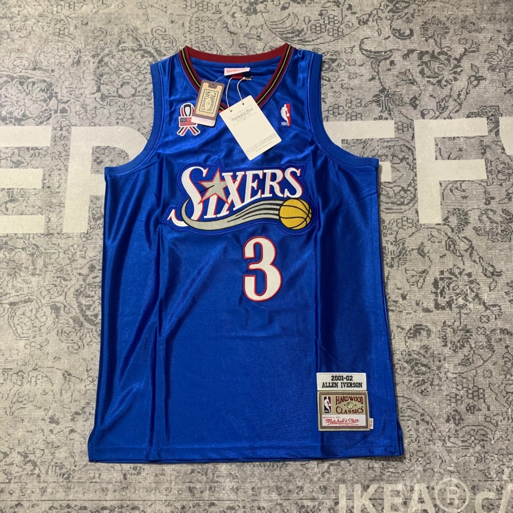 Mitchell & Ness Allen Iverson 76ers Jersey Mens M Blue New 2001-02 Swingman